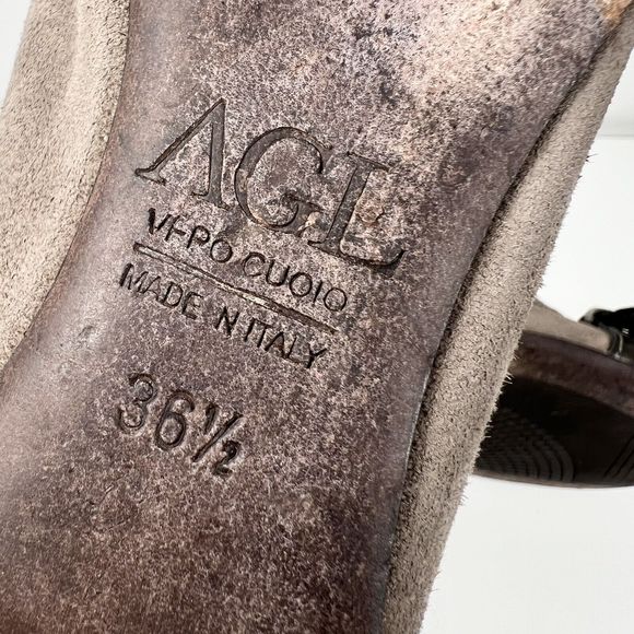 AGL Suede Animal Print Ballet Flats Cap Toe Women's 36.5 EU 6 US Made in Italy - Picture 9 of 10